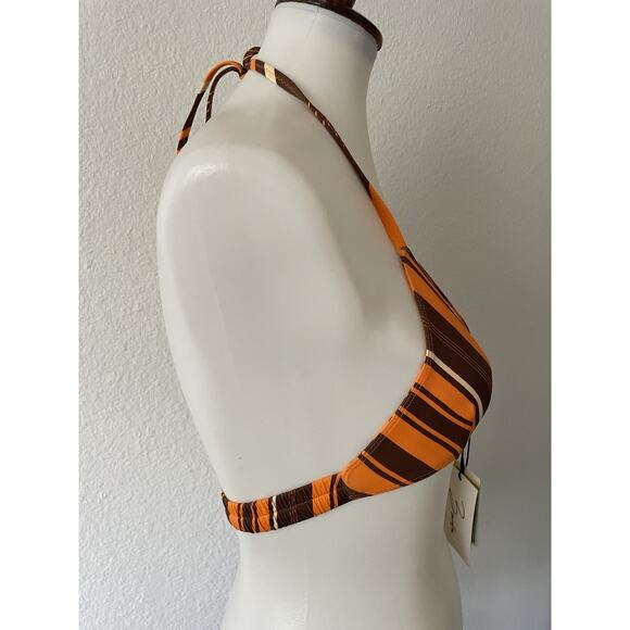 Bamba Swim Bikini Top Striped Tangerine Cacao Atlas Swimwear NWT - Picture 5 of 9